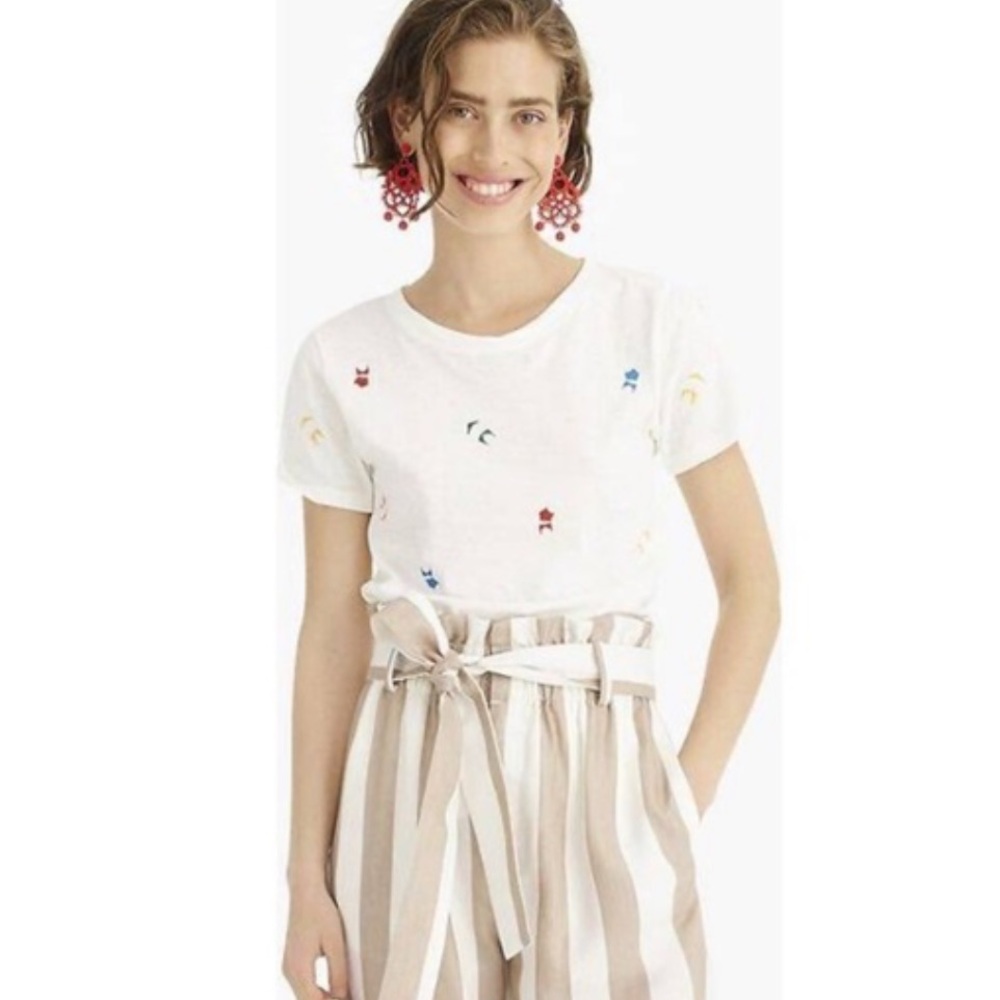 NWOT J.Crew Embroidered Bikinis Tee